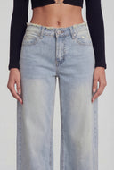 Frayed Waist Wide-Leg Jeans