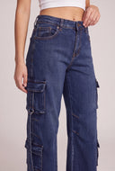 Wide Leg Strappy Utility Jeans