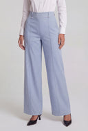 Chambray Pintuck Wide-Leg Pants