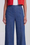Chambray Pintuck Wide-Leg Pants