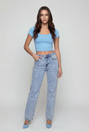 Relaxed Fit Acid Wash Straight-Leg Jeans