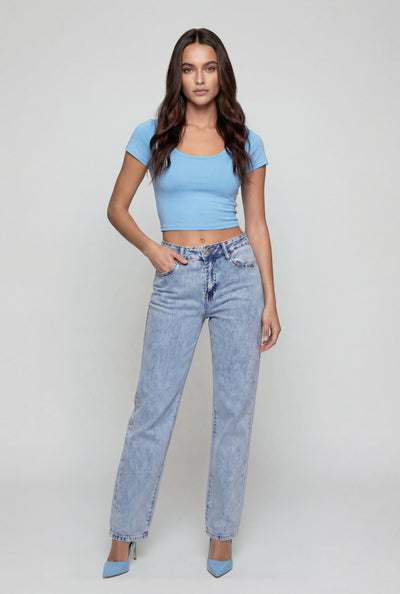 Relaxed Fit Acid Wash Straight-Leg Jeans