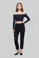 Leila Distressed Rolled Cuff Ankle Jeans