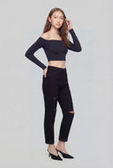 Leila Distressed Rolled Cuff Ankle Jeans
