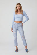 Leila Distressed Rolled Cuff Ankle Jeans