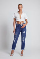 Leila Distressed Rolled Cuff Ankle Jeans