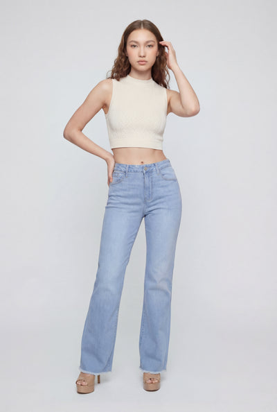 Straight-Leg Frayed Hem Jeans