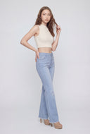 Straight-Leg Frayed Hem Jeans