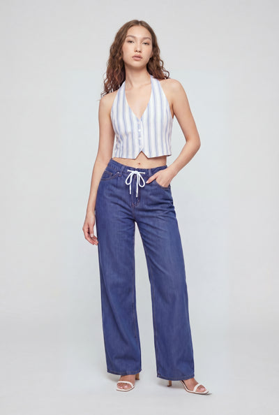 Drawstring Straight-Leg Jeans