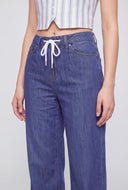 Drawstring Straight-Leg Jeans