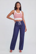 Drawstring Straight-Leg Jeans