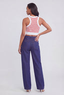 Drawstring Straight-Leg Jeans
