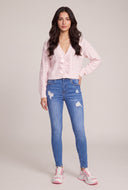 High Waist Distressed Skinny Ankle Jeans