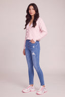 High Waist Distressed Skinny Ankle Jeans
