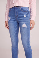 High Waist Distressed Skinny Ankle Jeans