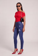 High Waist Distressed Skinny Ankle Jeans
