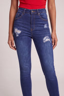 High Waist Distressed Skinny Ankle Jeans