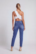 Distressed Slim-Leg Ankle Jeans