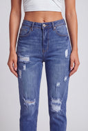 Distressed Slim-Leg Ankle Jeans