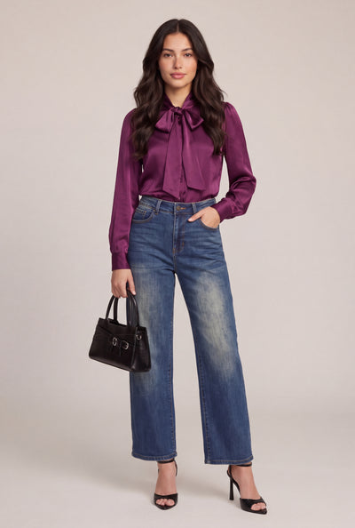 Vintage Wash Wide Leg Jeans