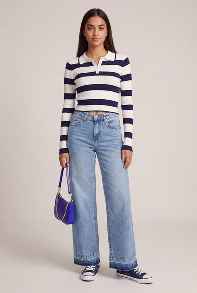 Raw Hem Wide Leg Jeans