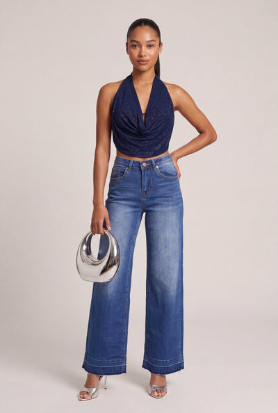 Raw Hem Wide Leg Jeans