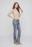 Amber Frayed Waist Stacked Bootcut Jeans