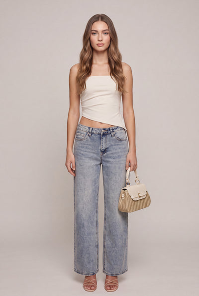 Acid Wash Wide Leg Jeans