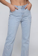 Frayed Heart Slim Bootcut Jeans