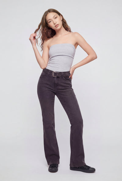 Belted Mid Rise Bootcut Denim Jeans