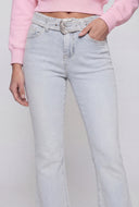 Belted Mid Rise Bootcut Denim Jeans