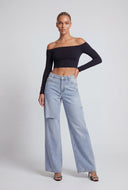 Oakleigh Slashed Wide-Leg Jeans