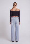 Oakleigh Slashed Wide-Leg Jeans