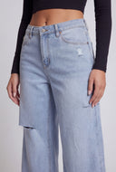 Oakleigh Slashed Wide-Leg Jeans