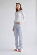 Mylah Frayed Dollar Sign Mid-Rise Jeans