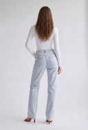 Mylah Frayed Dollar Sign Mid-Rise Jeans