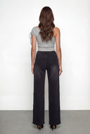 Bow Embroidered Wide Leg Jeans