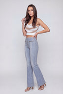 Zip Pintuck Bootcut Jeans