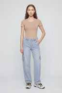 Mid Rise Wide-Leg Cargo Jeans