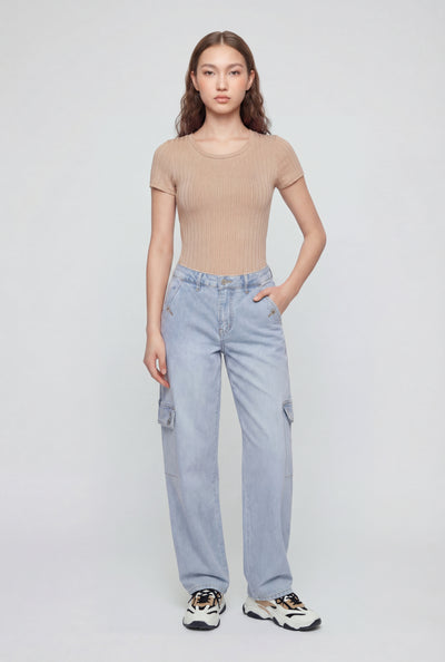 Mid Rise Wide-Leg Cargo Jeans