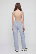 Mid Rise Wide-Leg Cargo Jeans