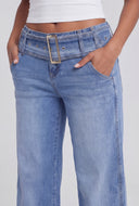 Oversized Buckle Straight-Leg Jeans