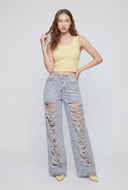 Emberly Destroyed Wide-Leg Jeans