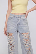 Emberly Destroyed Wide-Leg Jeans