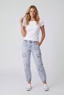 Acid Wash Denim Cargo Joggers