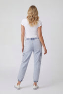 Acid Wash Denim Cargo Joggers