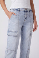 Acid Wash Denim Cargo Joggers