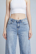 Flame Stitch Wide-Leg Jeans