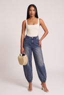 High Waist Denim Joggers