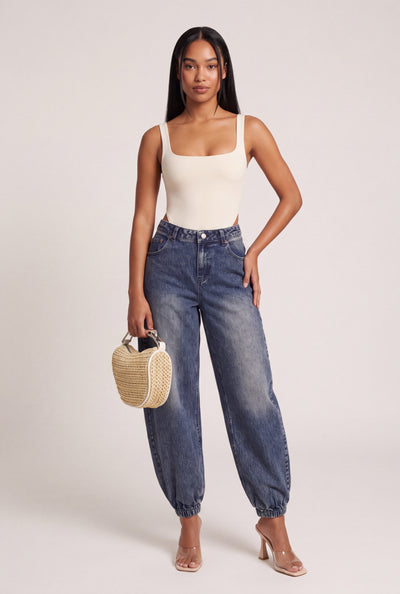 High Waist Denim Joggers